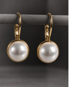 Perlen Ohrringe 14K vergoldeter Edelstahl, Minimalistischer Goldschmuck, Elegante Hängeohrringe, Brautschmuck, Hochzeit, Geschenk für Sie